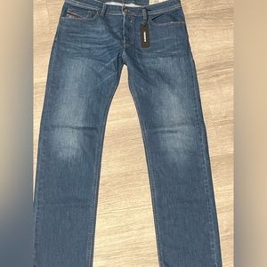 Straight stretch Diesal jeans with tag on tag